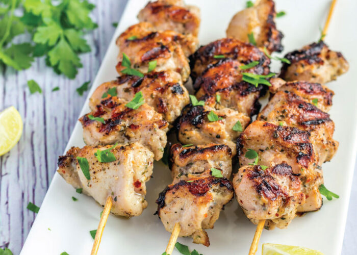 Grilled Peri-Peri Chicken Kebabs Cauliflower Rice