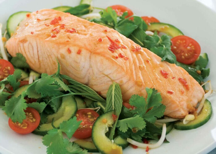Chilli Lime Salmon with Thai Herb Salad