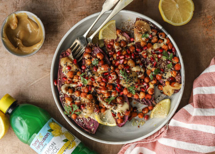 Lemony Tahini Sweet Potatoes