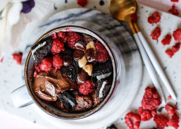 Raspberry Oreo Protein Mug Cake
