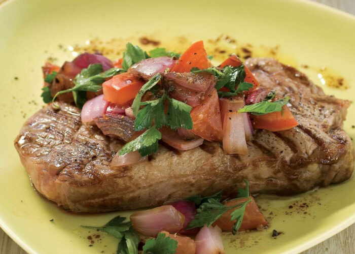 Steak with Onion Salsa